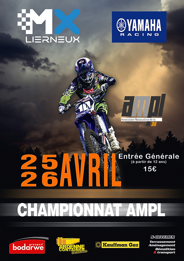 affiche ampl MX Lierneux will host a round of the AMPL motocross championship on 25 and 26 April!